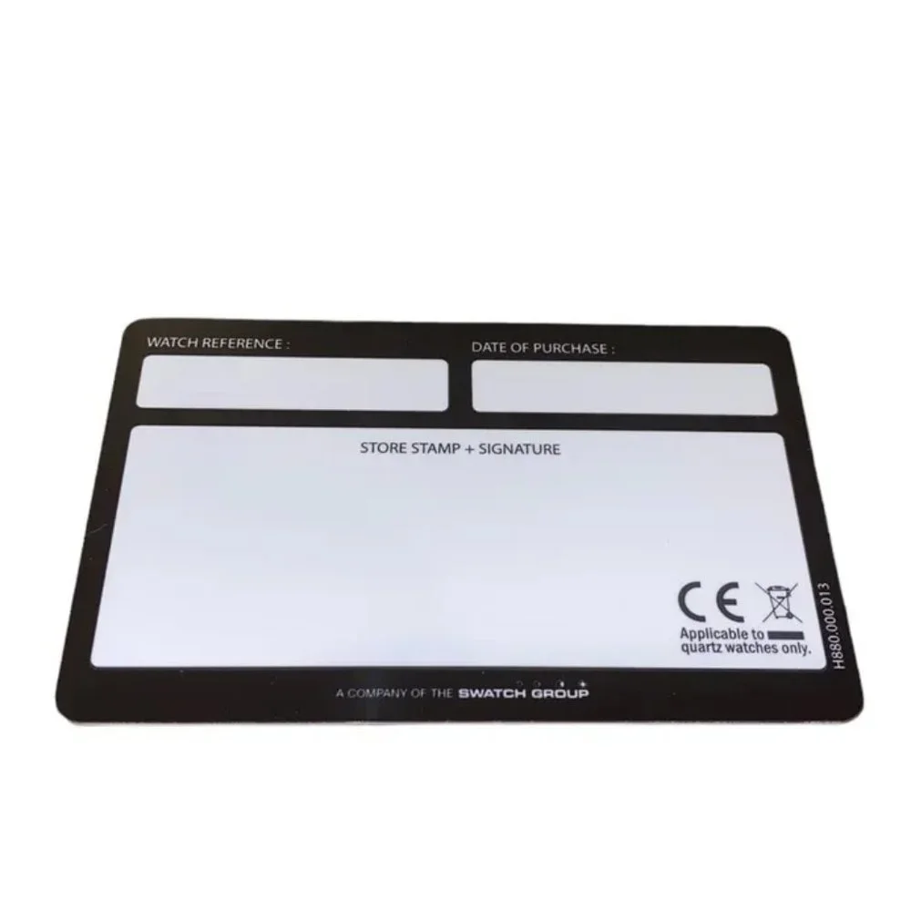 Hamilton Watch Company Blank International 2 Year Warranty Card